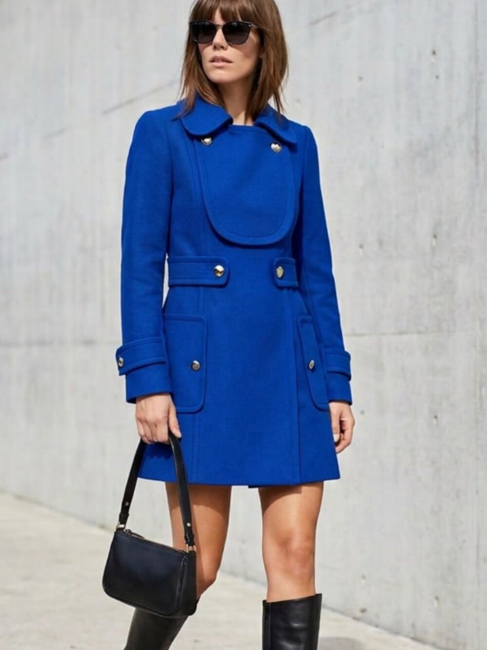 Vintage Sonia By Sonia Rykiel Ladylike Military Coat in Royal Blue Size EU 36